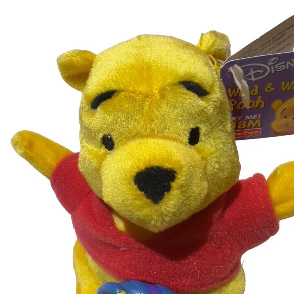 DISNEY Mattel Fisher Price VTG 2001 Wind Wiggle POOH Plush Front Wind Honey Pot - Picture 3 of 9